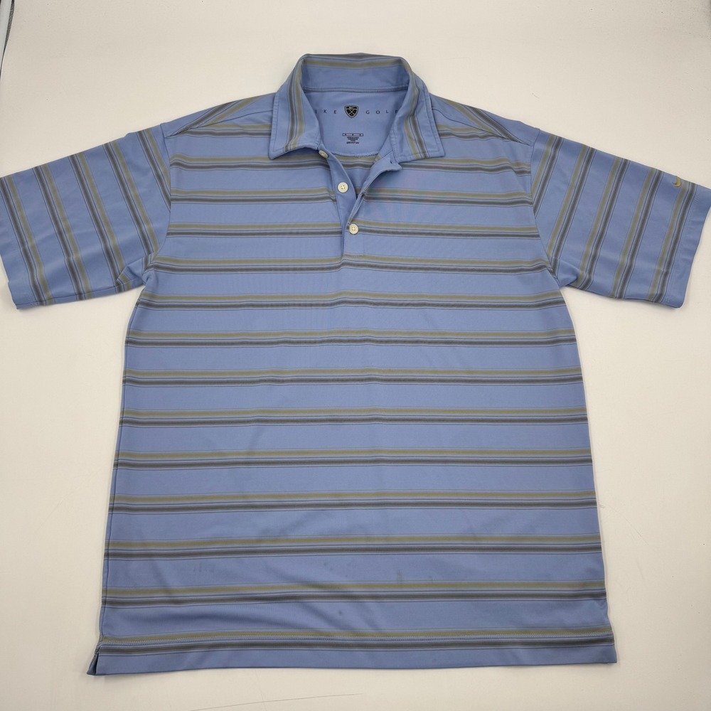 Nike Golf Dri-FIT UV Striped Polo Shirt Mens‎ Medium Blue Gray